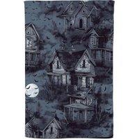 Warren Reed - Designer Spooky Shadowy Haunted House Tea Towel in Grey