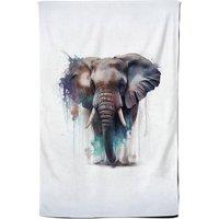 Warren Reed - Designer Elephant Splashart Tea Towel in Yellow