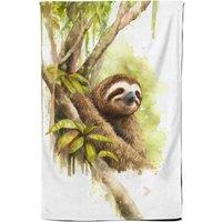 Warren Reed - Designer Sloth Watercolour Tea Towel in Brown