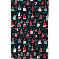 Warren Reed - Designer Hand Drawn Cheerful Santa Hats Tea Towel in Red