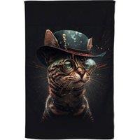 Warren Reed - Designer Bengal Cat Face Glasses & Hat Splashart Tea Towel