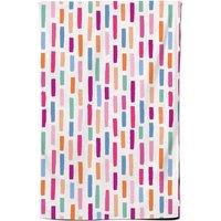 Warren Reed - Designer Vertical Abstract Brush Pattern Tea Towel in Pink