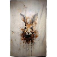 Warren Reed - Designer Watercolour Hare Face Tea Towel in Brown