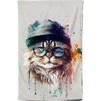 Warren Reed - Designer Siberian Cat Face Splashart Tea Towel
