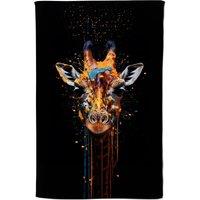 Warren Reed - Designer Giraffe Face Splashart Tea Towel in Orange