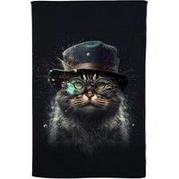 Warren Reed - Designer Norwegian Forest Cat With Glasses Splashart Tea Towel