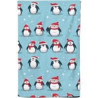 Warren Reed - Designer Adorable Santa Penguins Tea Towel in Blue