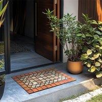 Nicoman Eco-Friendly Elegant Tile Mat Barrier Doormat Red Border | Size: 44 cm x 75 cm
