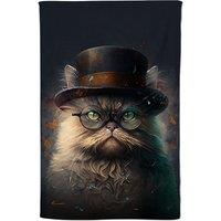 Warren Reed - Designer Persian Cat With Glasses Splashart Tea Towel