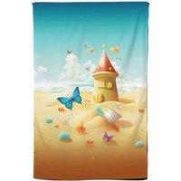 Warren Reed - Designer Butterflies On A Beach Holiday Tea Towel in Yellow