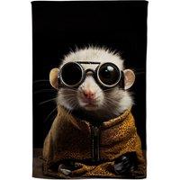 Warren Reed - Designer Realistic Doormouse with Glasses Tea Towel in White