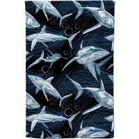Warren Reed - Designer Hand Drawn Shark Pattern Tea Towel in Blue