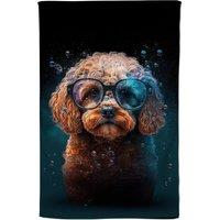 Warren Reed - Designer Cavapoo Dog Face Splashart Tea Towel