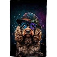 Warren Reed - Designer Cockapoo Dog Face Splashart Tea Towel