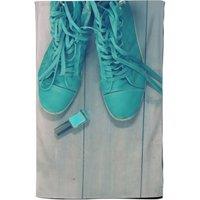 Warren Reed - Designer Lipstick Shoes Tea Towel in Blue