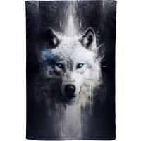 Warren Reed - Designer White Wolf Face Splashart Dark Backgrouns Tea Towel