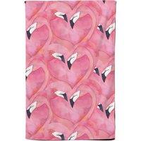 Warren Reed - Designer Watercolour Flamingo Hearts Tea Towel in Pink