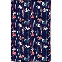 Warren Reed - Designer Hand Drawn Wild Flowers Tea Towel in Blue