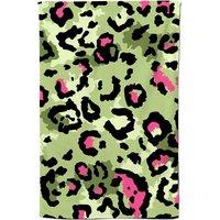 Warren Reed - Designer Green & Pink Leopard Print Tea Towel
