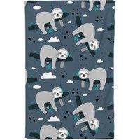 Warren Reed - Designer Sleeping Sloth Pattern Tea Towel in Grey