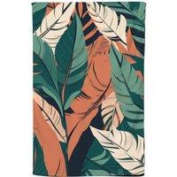 Warren Reed - Designer Autumn Tropical Leaves Tea Towel in Green