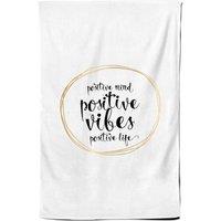 Warren Reed - Designer Positive Mind, Vibes, Life Tea Towel in Black