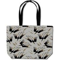 Warren Reed - Designer Black & Gold Fire Bird Silhouettes Beach Shopper Tote Bag in Grey