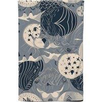 Warren Reed - Designer Abstract Moon & Stars Tea Towel in Grey