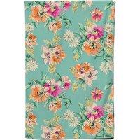 Warren Reed - Designer Bright Flower Sketch Tea Towel in Green