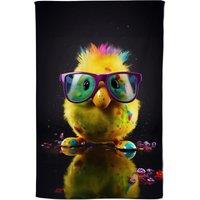 Warren Reed - Designer Funky Easter Chick With Glasses Tea Towel