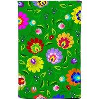 Warren Reed - Designer Polish Folk Floral Tea Towel in Green