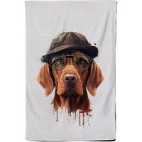 Warren Reed - Designer Hungarian Vizsla Dog With Glasses Splashart Tea Towel