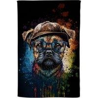 Warren Reed - Designer Border Terrier Dog Face Splashart Tea Towel
