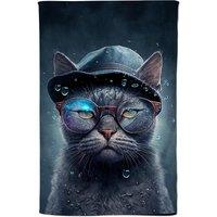 Warren Reed - Designer Russian Blue Cat Splashart Tea Towel