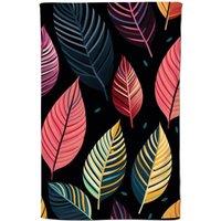 Warren Reed - Designer Colourful Leaves Pattern Tea Towel in Pink