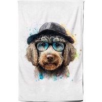 Warren Reed - Designer Labradoodle Dog Face Splashart Tea Towel