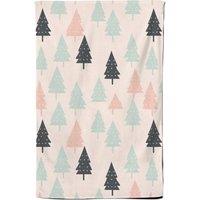 Warren Reed - Designer Christmas Tree Silhouette Pattern Tea Towel in Green