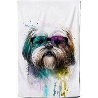 Warren Reed - Designer Lhasa Apso Face Glasses Splashart Tea Towel