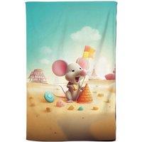 Warren Reed - Designer A Mouse On A Beach Holiday Tea Towel in Yellow