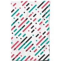 Warren Reed - Designer Overlapping Coloured Diagonal Lines Tea Towel in Green