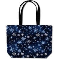Warren Reed - Designer Dreamy & Magical Snowflake Beach Shopper Tote Bag in Blue