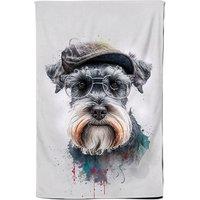 Warren Reed - Designer Miniature Schnauzer Dog Splashart Tea Towel