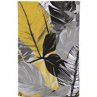 Warren Reed - Designer Grey Yellow Floral Leaves Tea Towel