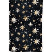 Warren Reed - Designer Silver Gold Snowflake Pattern Tea Towel in Blue
