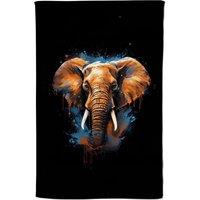 Warren Reed - Designer Splashart Elephant Blue Tea Towel