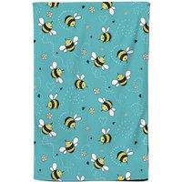 Warren Reed - Designer Hand Drawn Busy Bees Tea Towel in Blue