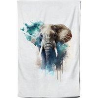 Warren Reed - Designer Majestic Elephant Splashart Tea Towel in Grey