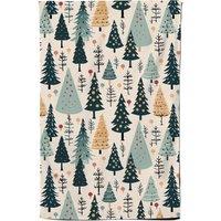 Warren Reed - Designer Boho Inspired Christmas Tree Pattern Tea Towel in Green