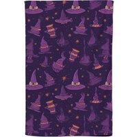 Warren Reed - Designer Witch Hats & Broomsticks Tea Towel in Purple