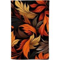 Warren Reed - Designer Autumn Leaves Design Tea Towel in Orange